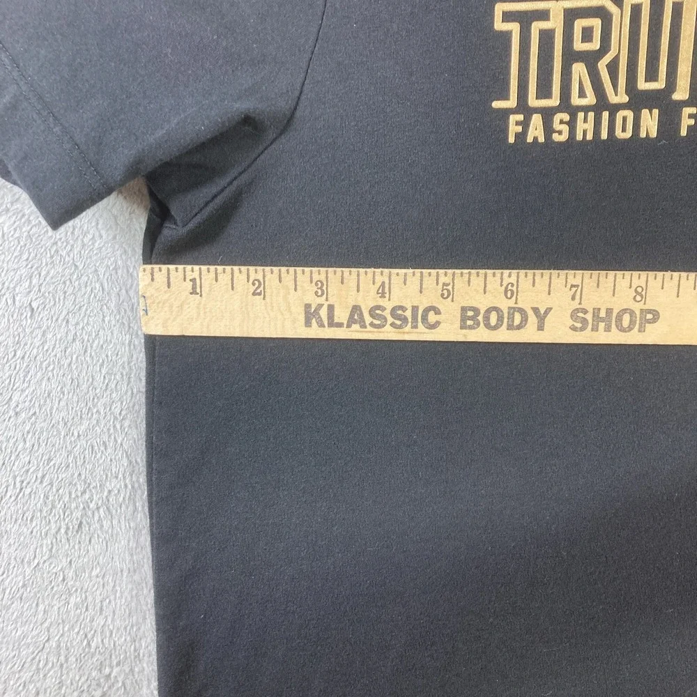 True Religion Jeans Shirt Adult Large Black Puff Metallic Graphic Tee Fashion